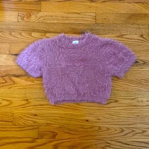 Pink fuzzy crop top in a size small